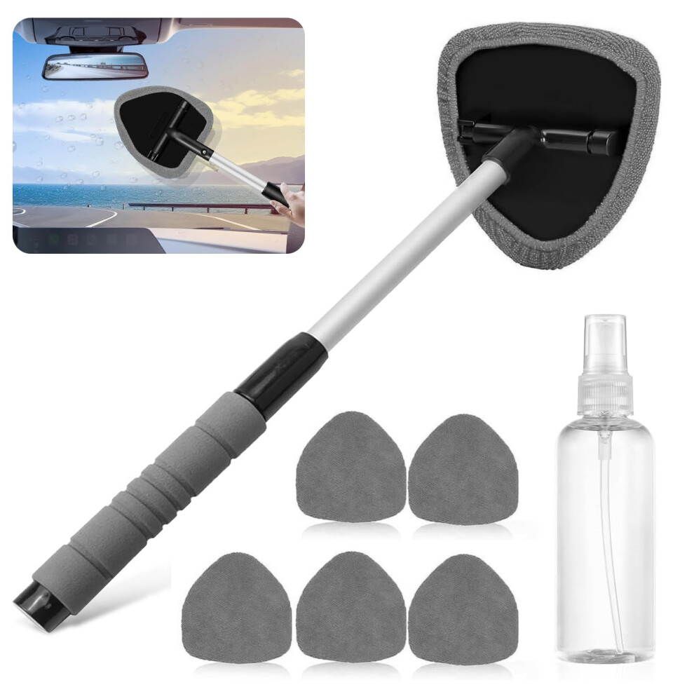 Lunyloer Car Window Cleaner Kit, Car Windscreen Cleaner, 180? Swivel Windscreen Cleaner Tool With 5 Reusable Microfiber Pads And 1 Spray Bottle For 5051224140657