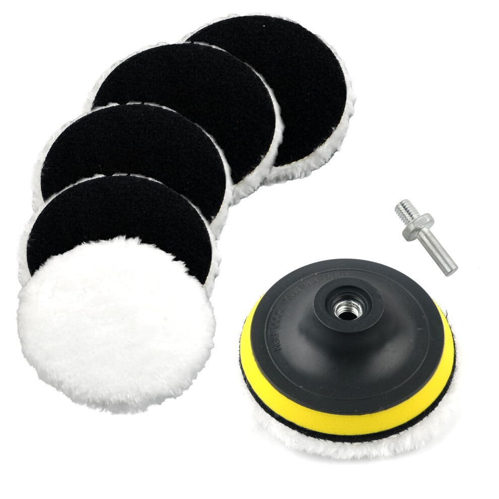6Pcs Wool Polishing Pads Drill Attachment, 100Mm Soft Wool Polishing Buffing Pad, Car Polisher Wheel Pad, Car Waxing Pad With Hook And Loop Drill 5051224139057