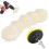 Linkstyle 7PCS 3inch Wool Polishing Buffing Pad with Hook and Loop Back, for Drill Buffer Attachment with M10 Drill Adapter, Car Buffer Polisher Kit 1