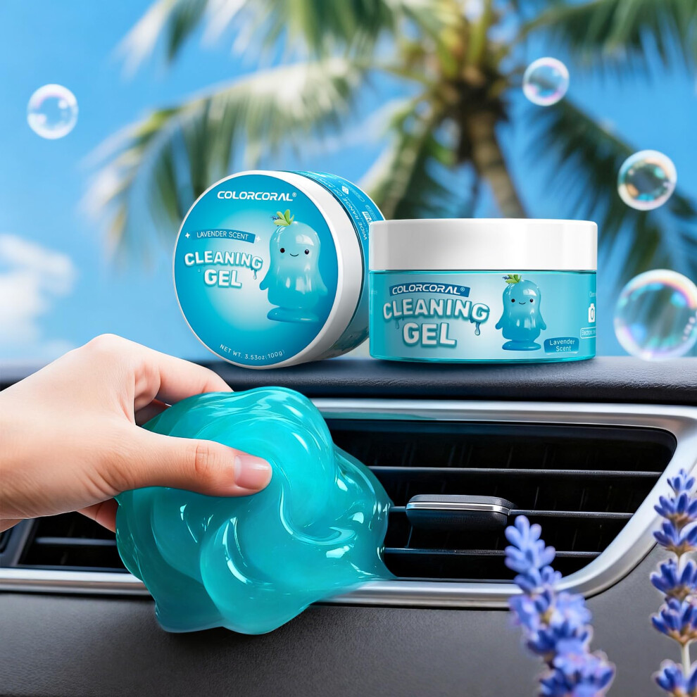 Colorcoral Car Cleaning Gel With Scent, Universal Dust Cleaner For Car Interior, Auto Air Vent, Dashboard & Keyboard ? Reusable Cleaning Lavender 5051226245121