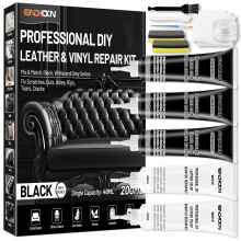 Endhokn Black Leather Repair Kit, 3 Black 2 White Vinyl Repair Kit Fix Scratches Cuts Rips Holes Tears Cracks Leather Filler for Car Seats, Sofa,