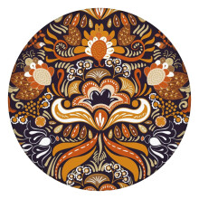 Elastic Edge Round Tablecloth 44 Inch, Waterproof Oxford Fabric Table Cover, Paisley Print for Dining or Patio