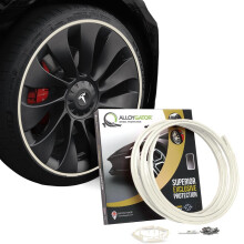 AlloyGator White Alloy Wheel Protectors to Avoid Kerb Scratches & Scuffs ? Fits Up to 24" x 4 Wheels | Fits All Cars | Adhesive Free Car Exterior