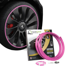 AlloyGator Pink Alloy Wheel Protectors to Avoid Kerb Scratches & Scuffs ? Fits Up to 24" x 4 Wheels | Fits All Cars | Adhesive Free Car Exterior