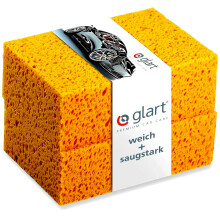 Glart 44WSN 2-piece set of car washing sponges natural for car washing, wheel rims, paintwork, 18 x 12 x 6 cm, Yellow