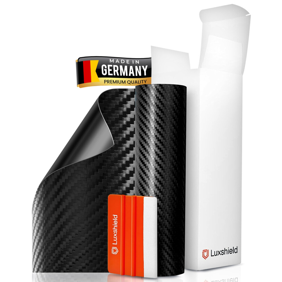 Luxshield Carbon Fiber Vinyl Film 30X300cm For Car, Motorcycle, Bike - Self-Adhesive, Yard Ware, Made In Germany Black 5051224141739