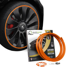 AlloyGator Orange Alloy Wheel Protectors to Avoid Kerb Scratches & Scuffs ? Fits Up to 24" x 4 Wheels | Fits All Cars | Adhesive Free Car Exterior