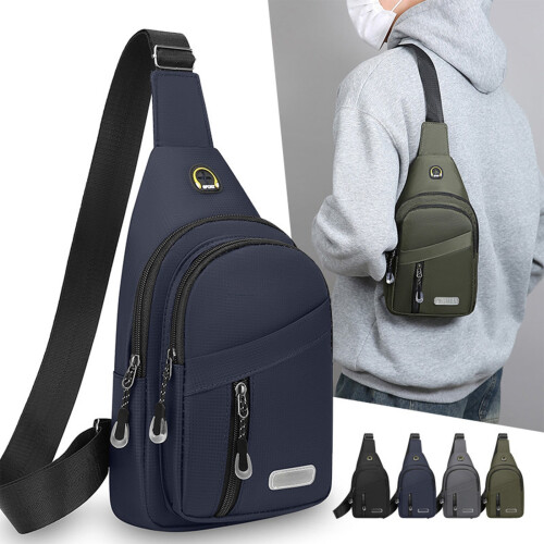Τσάντα ώμου Crossbody Sling Bag Υφασμάτινη με πολλαπλές τσέπες
