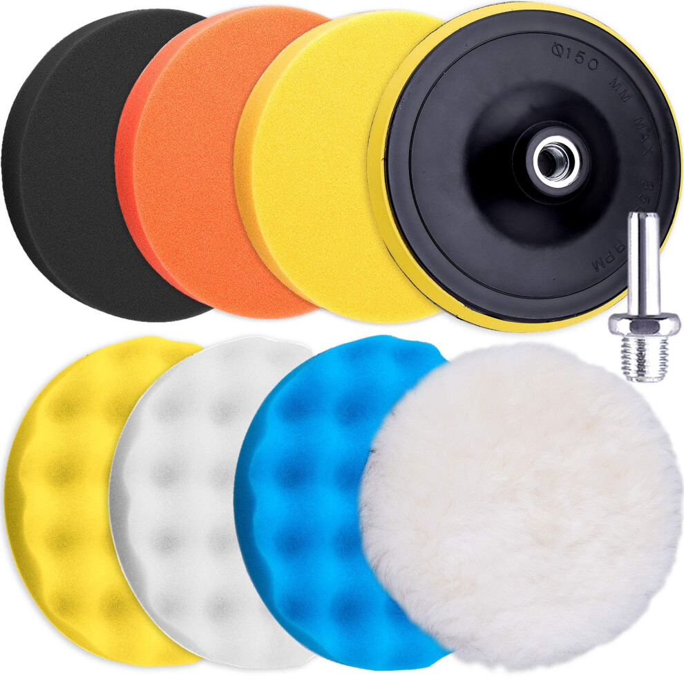Siquk 9 Pieces Polishing Pads Kit 75Mm Buffing Pads Car Foam Polisher Attachment For Drill, 3 Inch 5051224138296