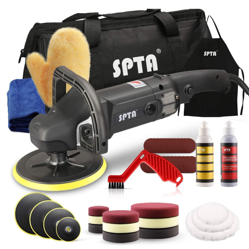 Buffer Polisher, Spta 7 Inch 180Mm Rotary Car Polishing Machine & Polishing Pads Set For Auto Buffing And Polishing 5051224141944