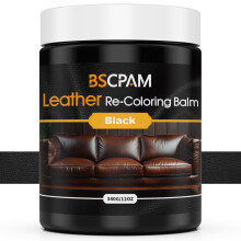 BSCPAM Black Leather Recoloring Balm,12oz Leather Sofa Scratch/Stain Remover,Leather Repair kit for Vinyl Furniture and Car Interior,Leather Dye Paint