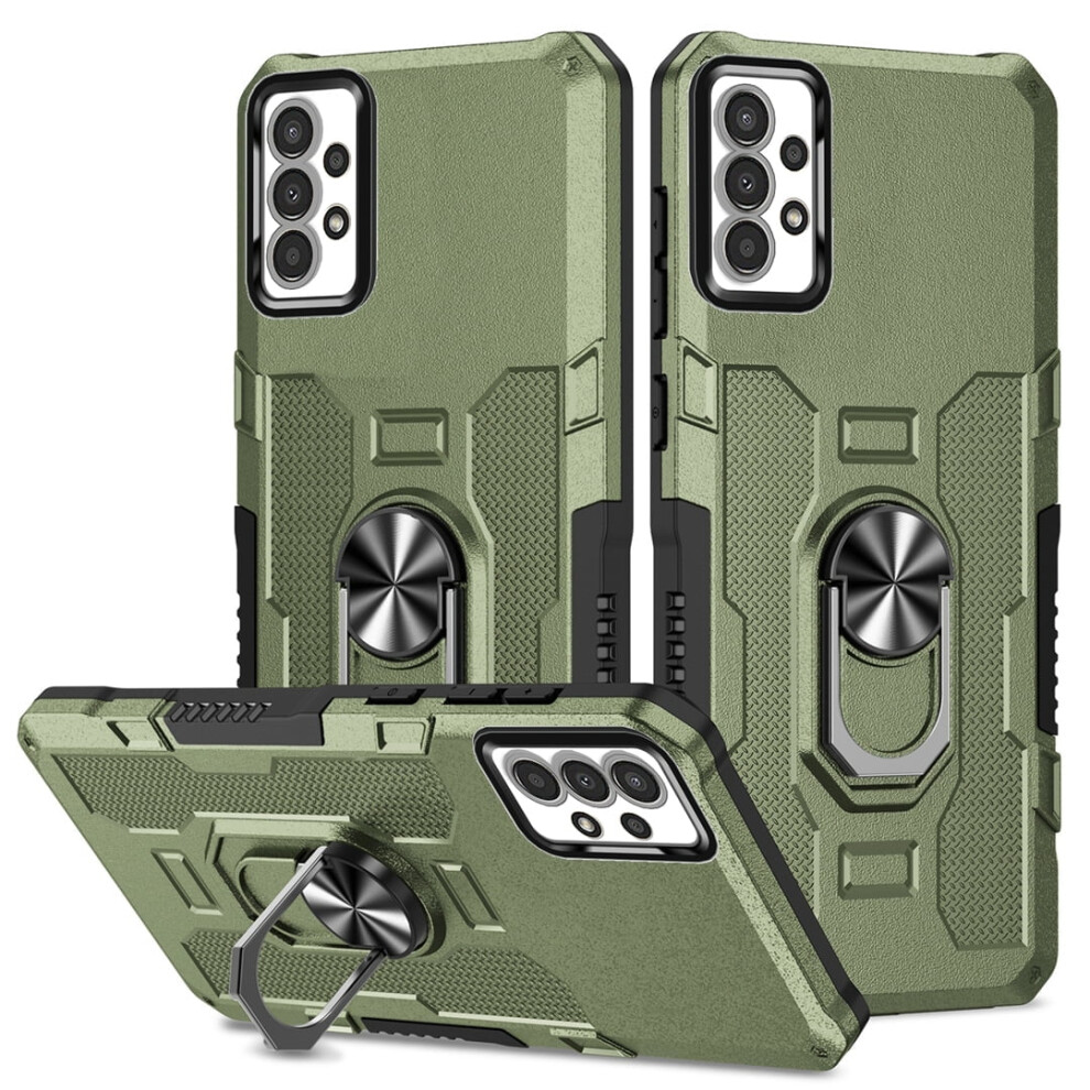Rugged Defender Case For Samsung Galaxy A13 4G (6.6") Â Anti-Drop, Non-Slip, Kickstand, Ring Holder, Green 9489952012469