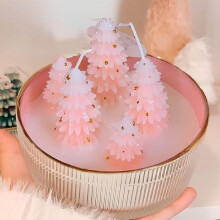 Christmas Tree Candle, Winter Forest Scent, Natural Pine Aroma, Long-Lasting Burn, 3.5in Pink – Compatible with Holiday Decor