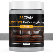 BSCPAM Gray Leather Recoloring Balm,12oz Leather Sofa Scratch/Stain Remover,Leather Repair kit for Vinyl Furniture and Car Interior,Leather Dye Paint