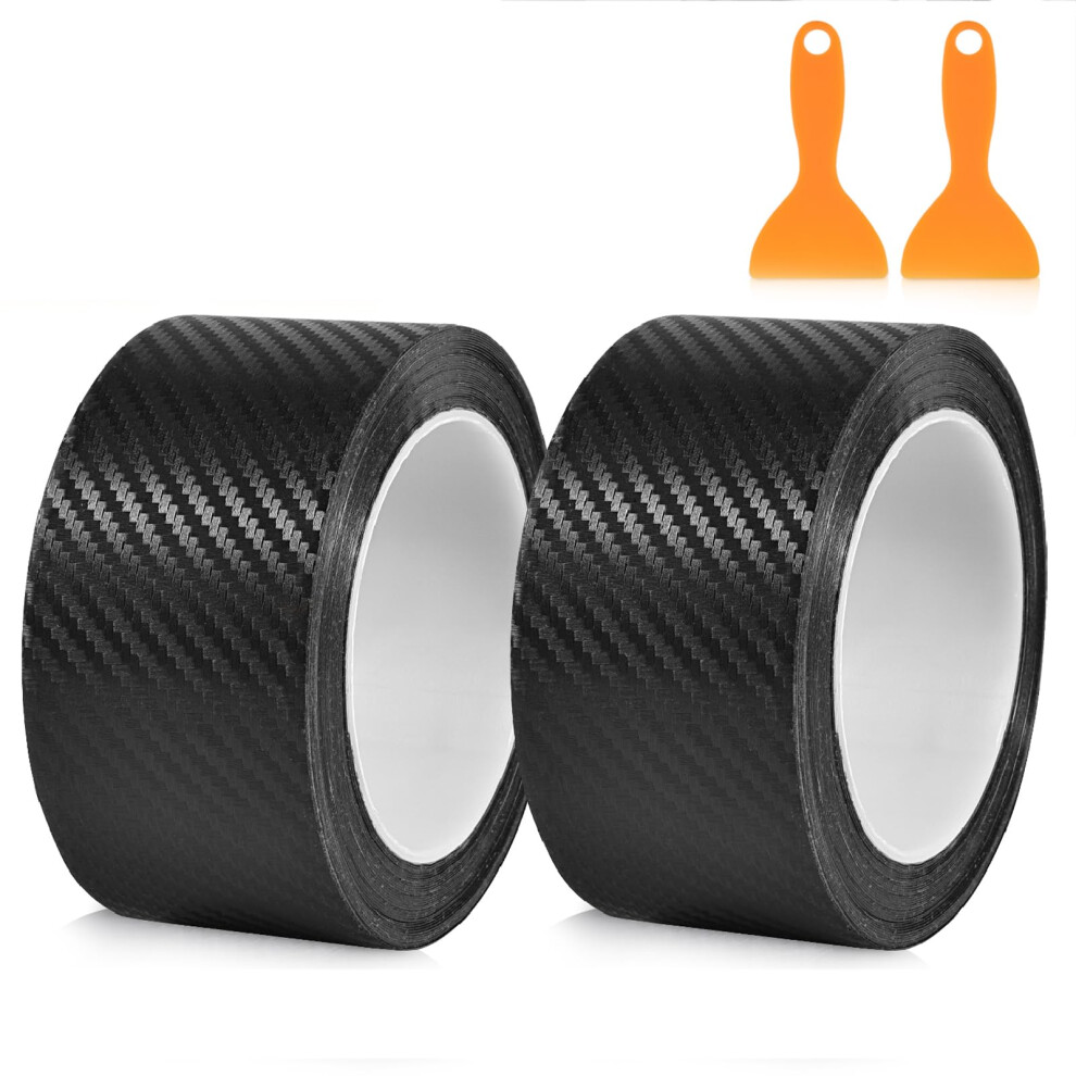 2 Rolls Carbon Fibre Vinyl Wrap Strips Car Door Sill Protector 5Cm,Bike Protection Tape,Scooter Grips Cover (,10M) Black 5051224141333
