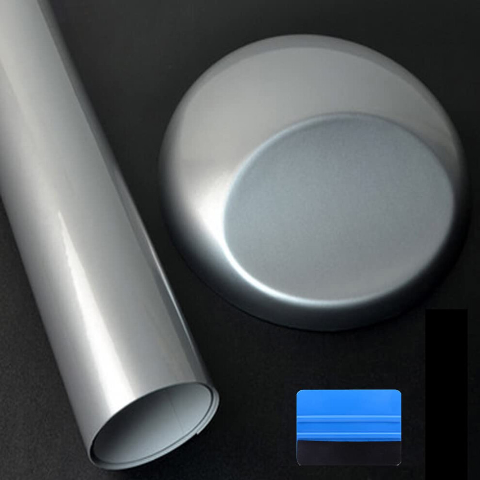 Newl High Gloss Vinyl Film Wrap Sticker Decal Diy Self Adhesive Air Release Bubble Outdoor Rated For Automotive Use (30Cm X 300Cm) Silver 5051224151783
