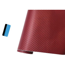 NewL 3D Deep Red Carbon Fiber Vinyl Wrap Roll with Air Release Bubble Free Adhesive Film Contain Installation Tools (100cm x 300cm)