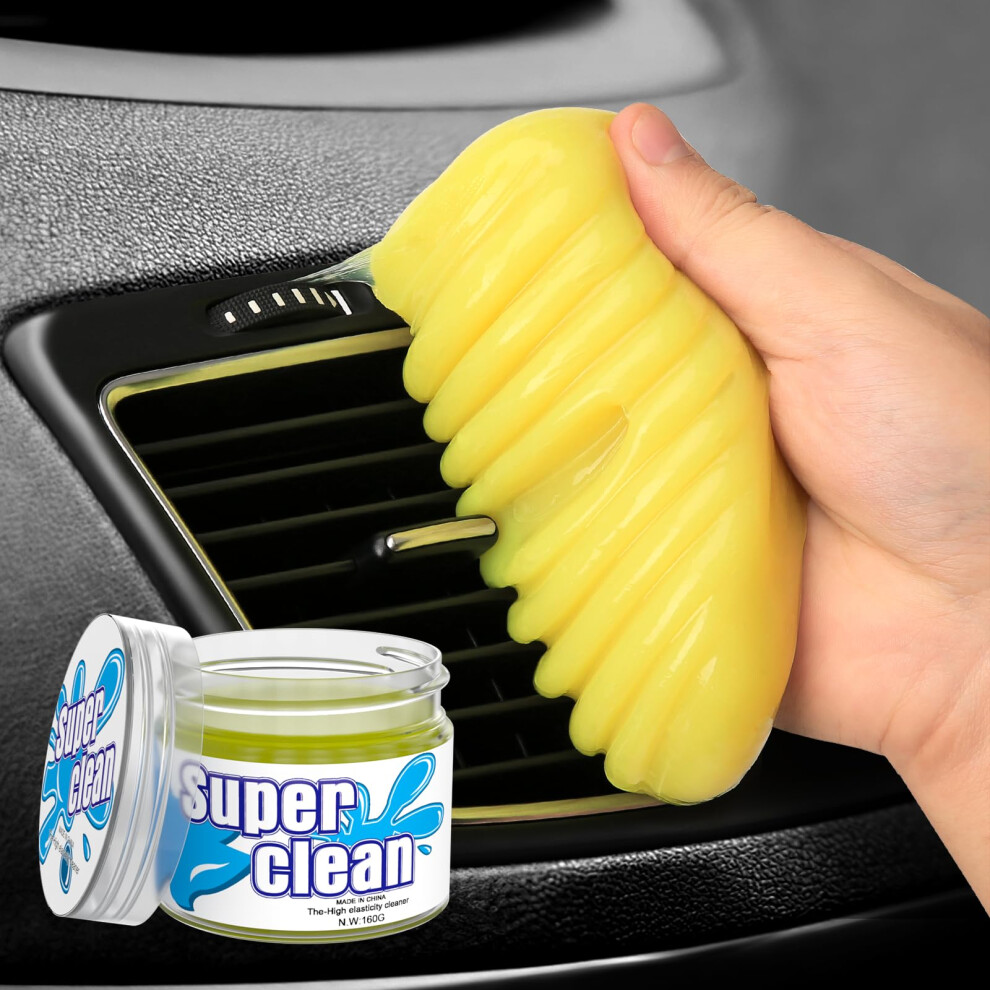 Tesabmi Car Cleaning Gel ? Reusable Car Interior Cleaner For Air Vents, Dashboard & Console, Dust Cleaning Gel For Cars And Keyboards (Yellow) Yellow 5051224142606