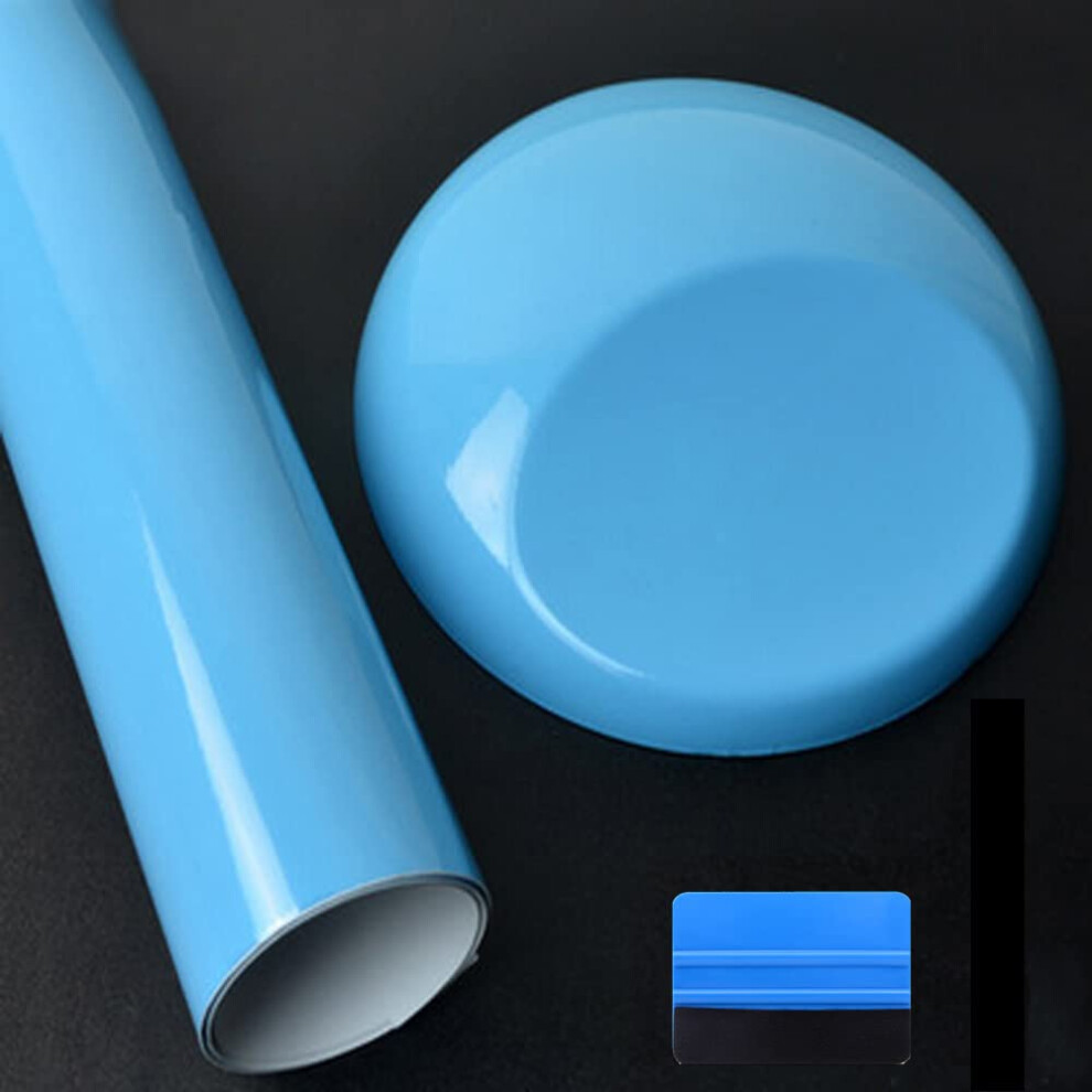 Newl High Gloss Vinyl Film Wrap Sticker Decal Diy Self Adhesive Air Release Bubble Outdoor Rated For Automotive Use (100Cm X 300Cm) Light/Blue 5051224151394