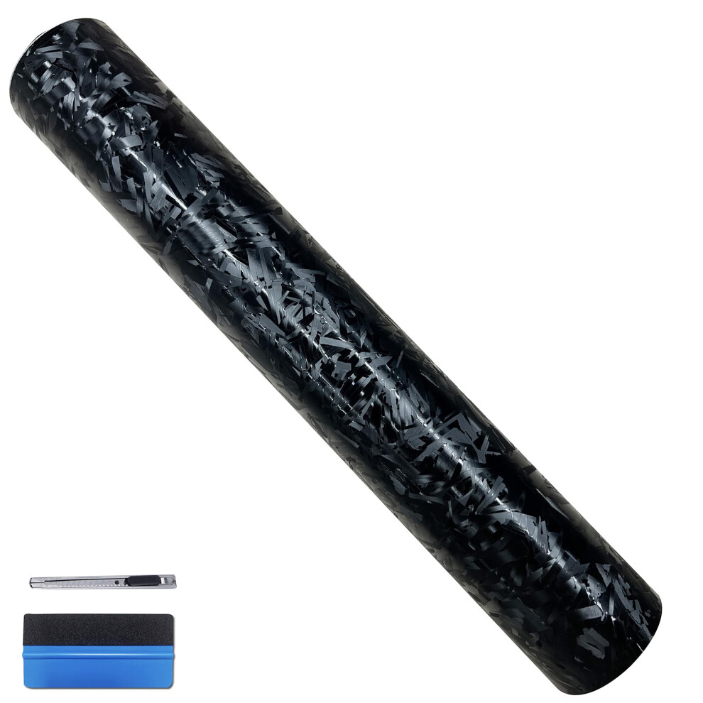 Newl Forged Carbon Fiber Matte Vinyl Wrap Sticker Free Bubble Air Release Diy Decal Car Auto Vehicle Morotcycle Self Adhesive (Splinter-, Black 5051226215803