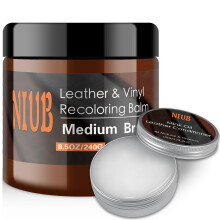 NIUB Leather Recoloring Balm, 8Oz Medium Brown with Oil Leather Color Restorer, Leather Scratch Remover, Leather Restorer for