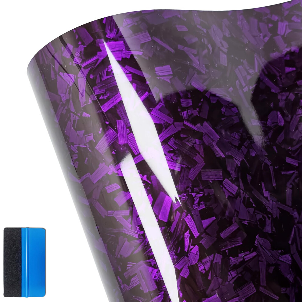 Newl Forged Carbon Fiber Gloss Vinyl Wrap Sticker Free Bubble Air Release Diy Decal Car Auto Vehicle Morotcycle Self Adhesive (10Cm X 900Cm) Purple 5051224149773