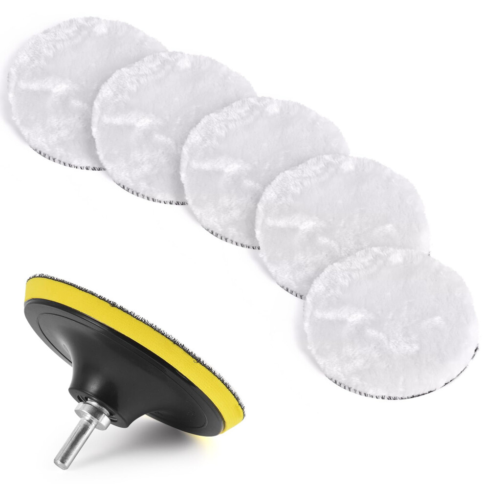 Kshineni 6 Inch (150Mm) Wool Polishing Buffing Pad, 7 Pcs Car Polisher Buffer Drill Attachment Waxing Discs Wheel Pads With M14 Drill Adapter 5051224151196