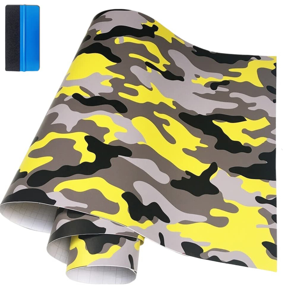 Newl Camo Vinyl Film Camouflage Car Wrap Film For Car Styling Bike Computer Laptop Scooter Motorcycle (, 30Cm X 150Cm) Yellow 5051224140541