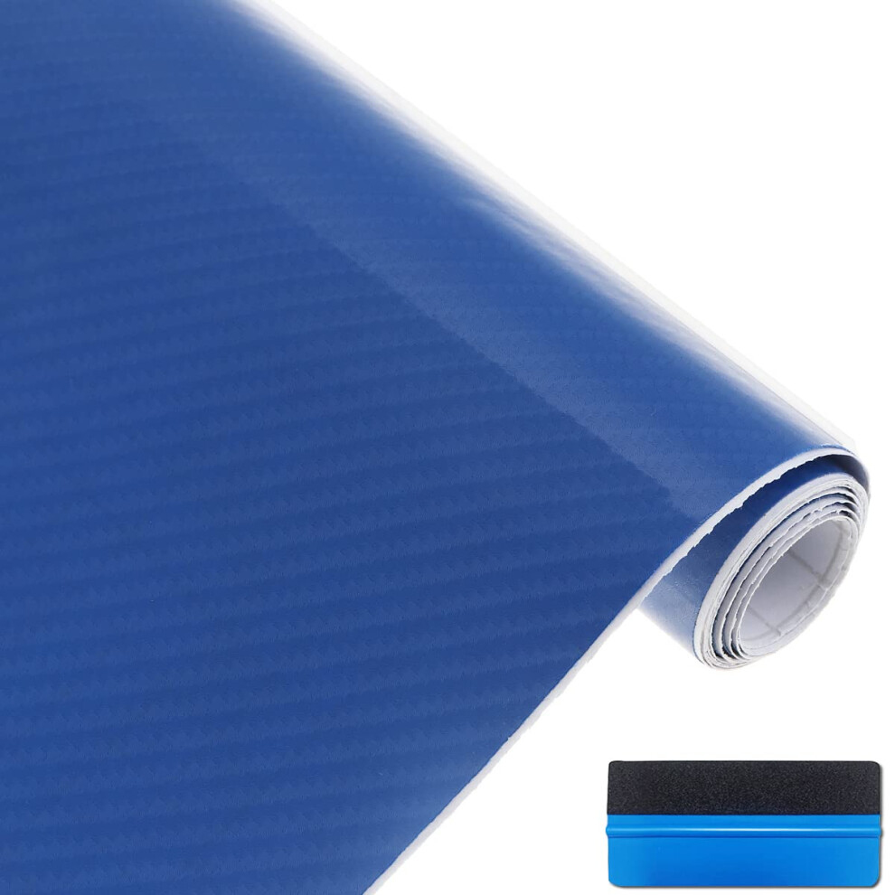 Newl 6D High Gloss Carbon Fiber Car Vinyl Wrap Film Waterproof And Anti-Scratch Sticker (50Cm X 150Cm) Blue 5051224136247