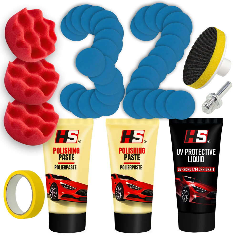 Headlight Restoration Kit - Hs Headlight Restorer - Polishing Set For Dull And Blind Headlamps - Complete Car Headlight Restoration Kit - Headlamp 5051224138364