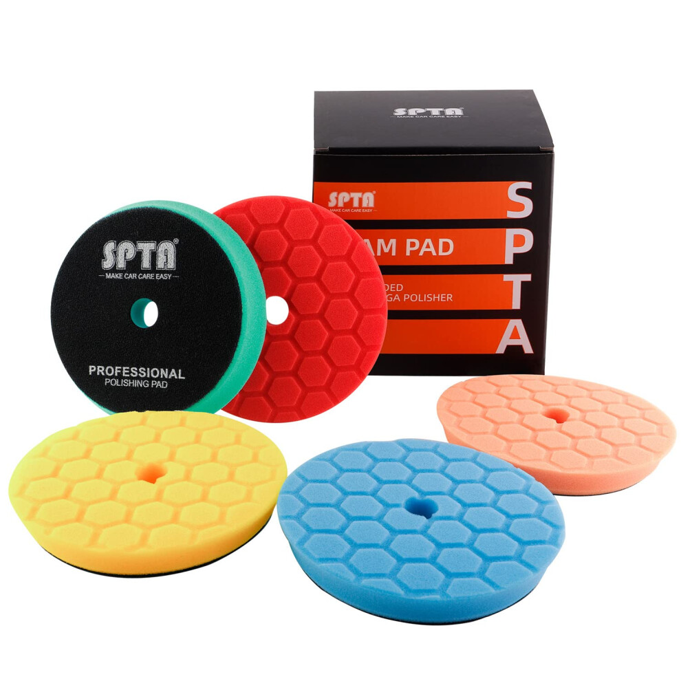 Hex-Logic Buffing Polishing Pads, Spta 6.5Inch 150Mm Face Foam Polishing Pads Buffing Pad Kit For 5.5Inch 125Mm Ro/Da Car Polisher Auto Motor Boat 5051226226403