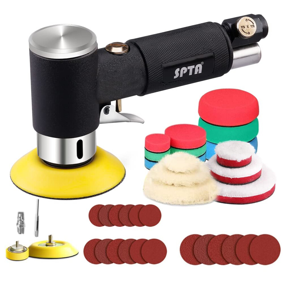 Spta Air Sander Polisher, 25Mm/50Mm/80Mm Random Orbit Sander Polisher Sets With Polishing Pads & Buffing Pads For Car Detailing Polishing 5051226249549