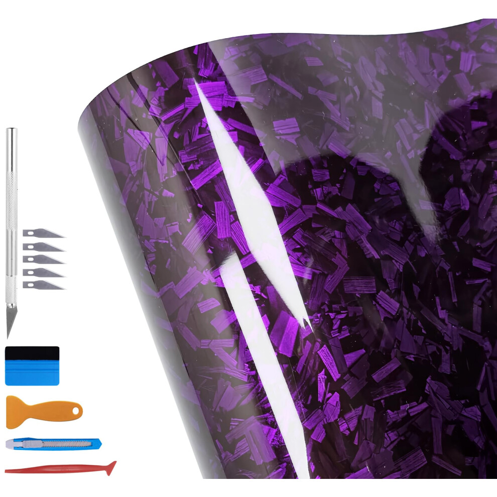 Newl Forged Carbon Fibre Vinyl Sticker, Bubble-Free, Air Release, Diy Sticker, Car, Vehicle, Motorcycle, Self-Adhesive (150 Cm X 150 Cm) Purple 5051224150175
