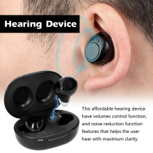 Mini Rechargeable Hearing Device Digital Volumes Control Ear Sound Amplifier with Recharging Base and USB Cable