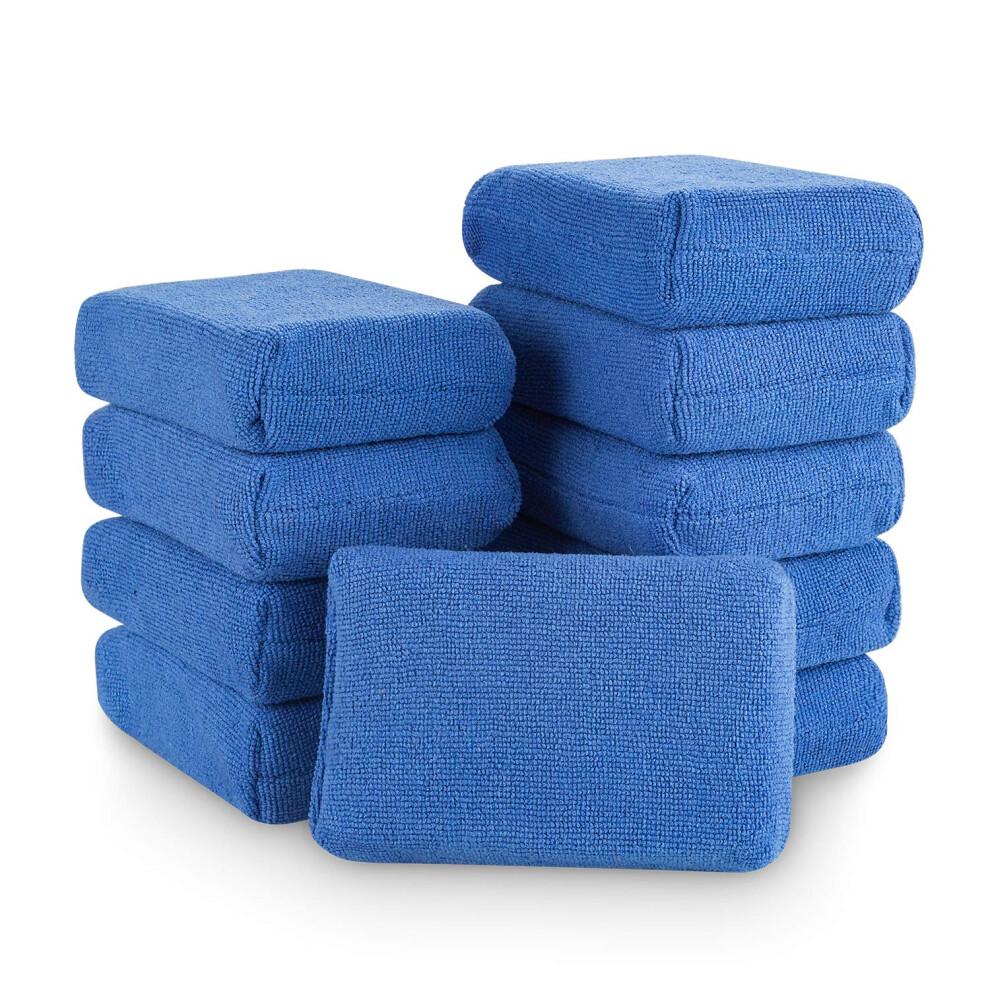 Starvast Microfiber Sponge Applicators - Pack Of 10 Sponges Wrapped In Microfiber Cloths. Strong Inside-Stitches, Great For Applying Wax, Sealants & 5051224144723