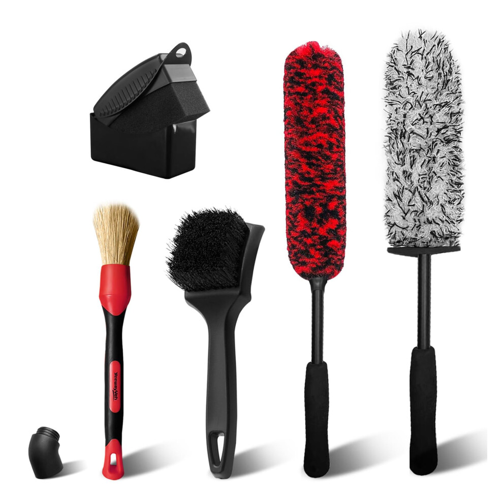 Yeewayveh Wheel Cleaning Kit, 5Pack Bendable Alloy Wheel Cleaning Brush And Microfiber Wheel Cleaner Brush, Tire Dressing Applicator And Car Detailing 5051224151912