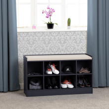 Portland Shoe Cabinet Bench Navy Blue/Cream Fabric