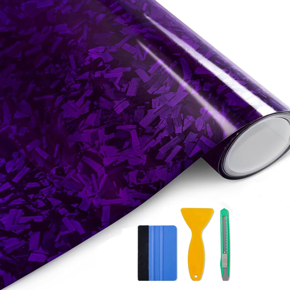 Forged Carbon Fiber Vinyl Wrap, Arespark Adhesive Wrap Vinyl Roll For Full Car Wraps, Auto Interior Stickers Sheets Films Wraps Without Bubble Purple 5051224143337