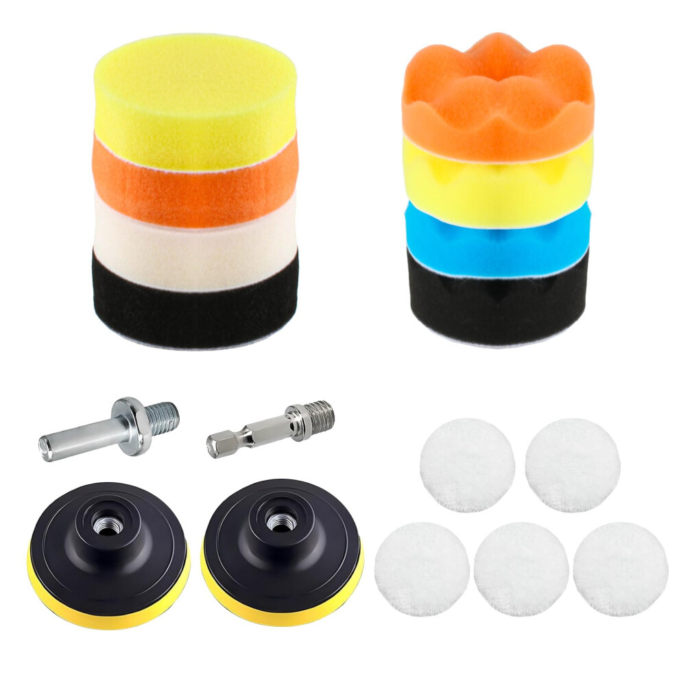 17 Pcscar Polishing Pads For Drill Polishing Kit, 80Mm Wool Sponge Car Buffing Pads For Drills, Drill Buffer Attachment, Car Polishers And Buffers For 5051226248603