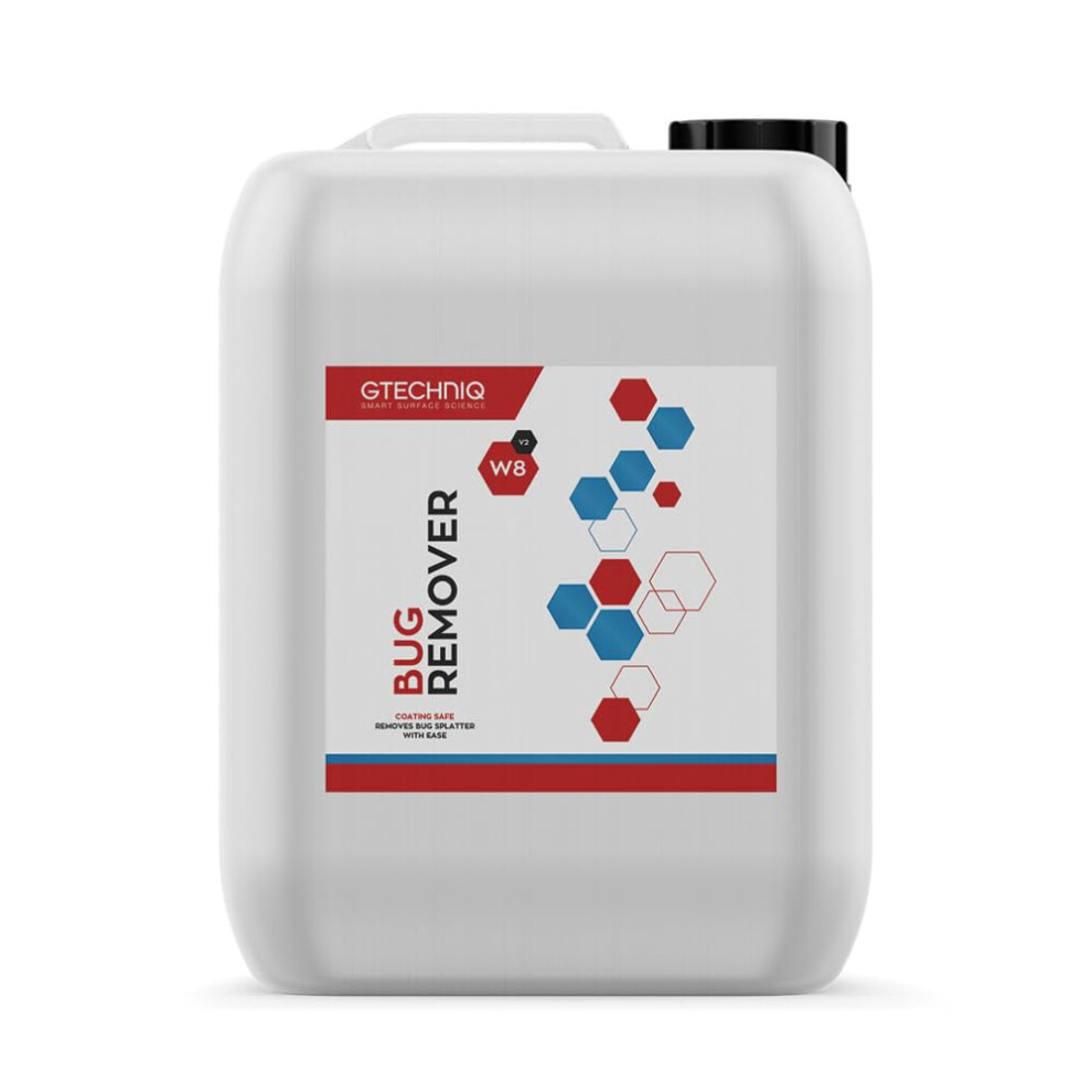 Gtechniq Bug Remover For Cars. W8 Non-Caustic Cleaner For Bug Stains, 100% Biodegradable. Easy To Use - 5L 5051226238536