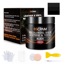 BSCPAM Black Leather Recoloring Balm,8.5oz Leather Sofa Scratch/Stain Remover,Leather Repair kit for Vinyl Furniture and Car Interior,Leather Dye