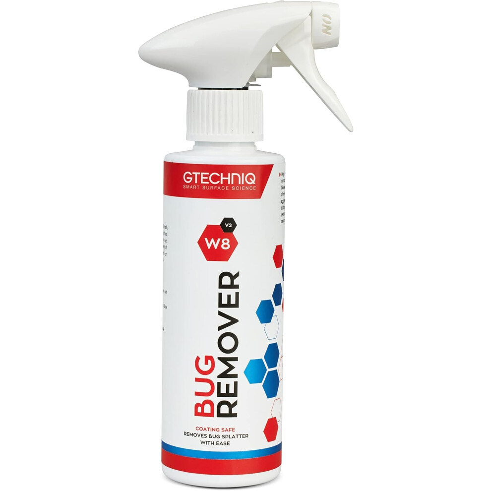 Gtechniq Bug Remover For Cars. W8 Non-Caustic Cleaner For Bug Stains, 100% Biodegradable. Easy To Use - 250Ml 5051226238512