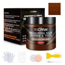 Medium Brown Leather Recoloring Balm,8.5oz Leather Sofa Scratch/Stain Remover,Leather Repair kit for Vinyl Furniture and Car Interior,Leather Dye