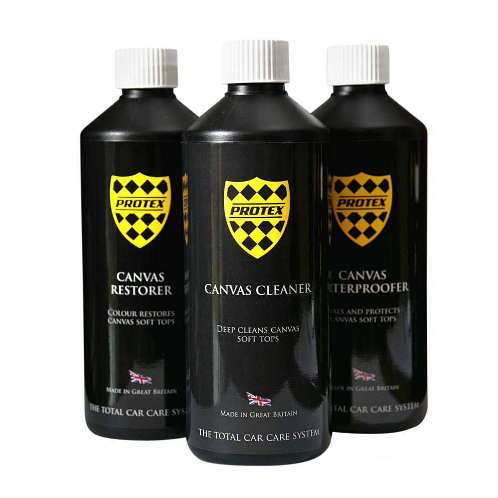 Protex Convertible Soft Top Care Kit With Canvas Cleaner/Restorer (Black)/Waterproofer - 500Ml Black 5051224147281