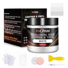 BSCPAM White Leather Recoloring Balm,8.5oz Leather Sofa Scratch/Stain Remover,Leather Repair kit for Vinyl Furniture and Car Interior,Leather Dye