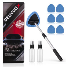 deuvuo Upgraded Car Windscreen Cleaner, 9 Pcs Expandable Car Windshield Cleaning Tool With 6 Reusable Microfiber Pads, Multifunctional Auto Window