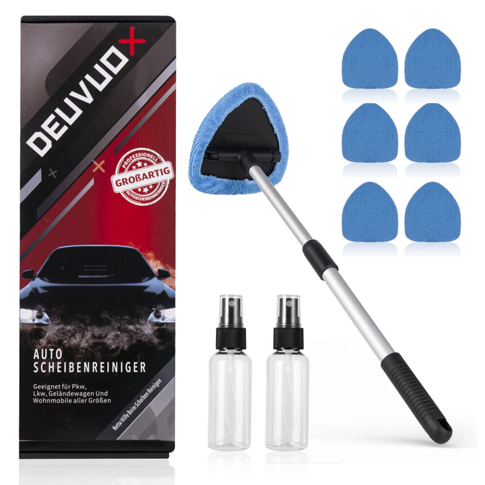Deuvuo Upgraded Car Windscreen Cleaner, 9 Pcs Expandable Car Windshield Cleaning Tool With 6 Reusable Microfiber Pads, Multifunctional Auto Window 5051224150908