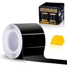 Spurtar Gloss Black Vinyl Wrap Tape with Tool- 5CM x 6M Adhesive Car Wrapping Paper Anti-Scratch Car Door Sill Protector Vehicle Sill Protectors