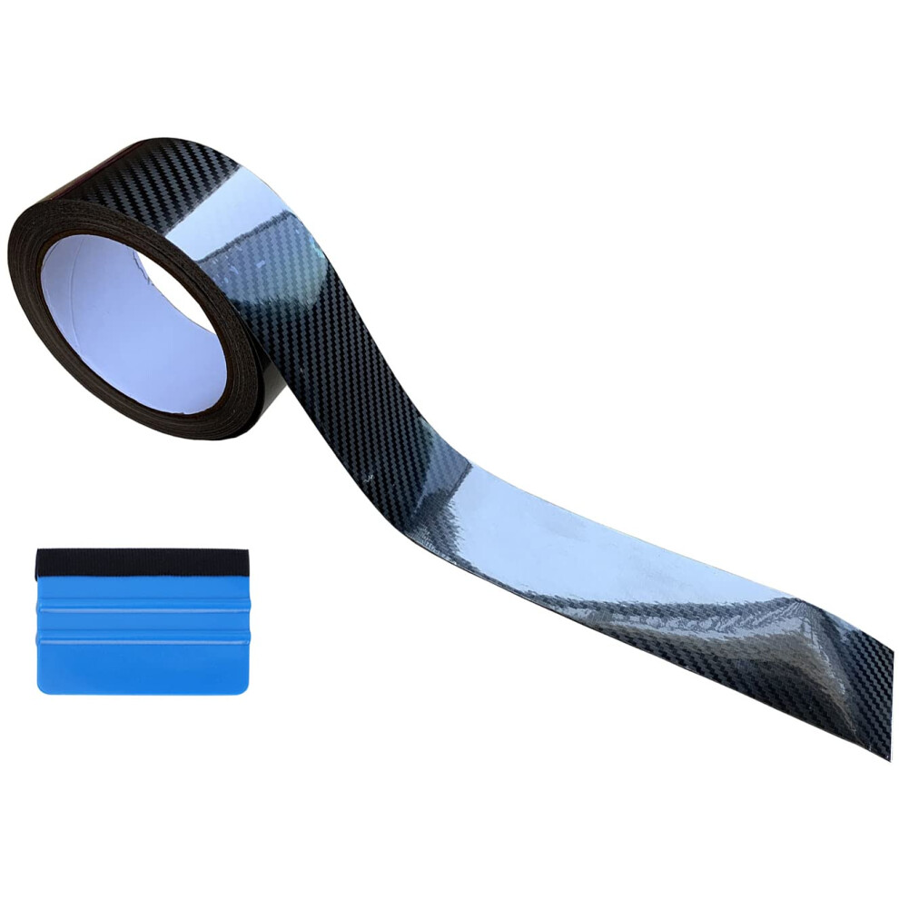 Newl Free Tool Kit 5D High Gloss Carbon Fiber Vinyl Wrap Kit For Out Chrome Delete Window Trim Door Trim Door Sill (5Cm X 9Meters) Black 5051224154234
