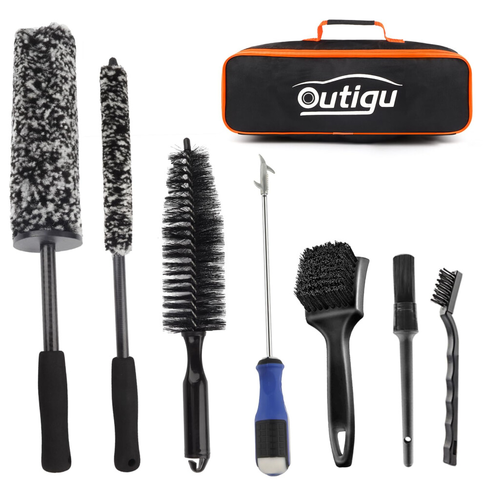 Car Wheel Brush Kit - 7Pcs Wheel Cleaning Tool, Different Sizes Microfiber Bendable Wheel Brush Kit For Soft, Scratch-Free Cleaning Of Tires, Rims, 5051224144877